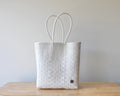 Authentic Mexican Handwoven White Tote Bag
